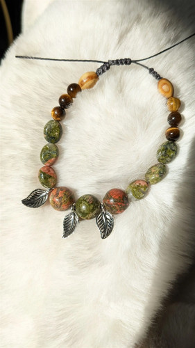 Tiger eye unakite macrame - tiger,