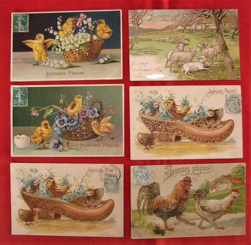 Cpa lot joyeuses - 6, paques
