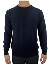 Pull col rond homme en laine et cachemire bleu Andrea Ardenti Fabriqué en Italie