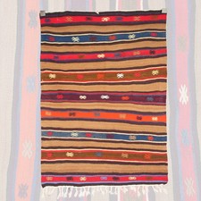 Kilim à rayures marron fait
