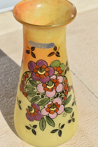 Vase jaune pâte verre - en,