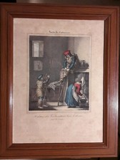 Lithographie CHARPENTIER 1829-31 : HABITANS DES LANDES METTANT LEURS ECHASSES.