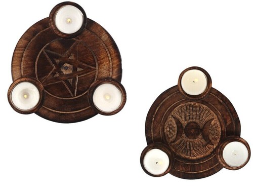 Porte bougie bois marron - porte-bougie,