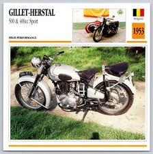 GILLET-HERSTAL 500 400 cc Sport 1953 Belgium Edito Service Atlas Motorcycle Card
