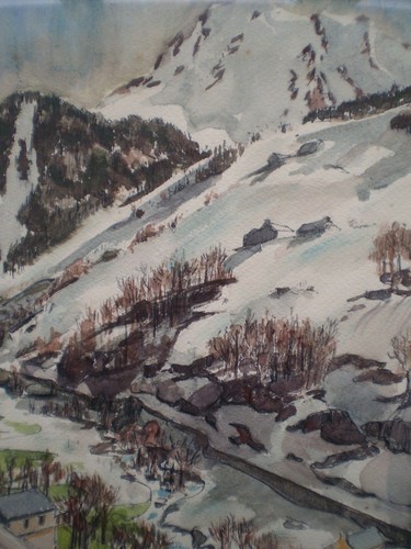 Antique watercolor drawing - antique,