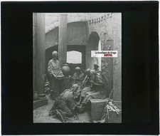 Jesus washes feet, photo glass plate, black & white, positive 8.5x10 cm