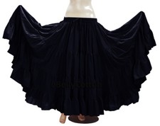 Navy Blue Skirt 25 Yard 4 Tier Cotton Belly Dance Tribal Gypsy  Flamenco Jupe 