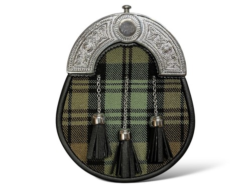 Sporran cuir tartan - tartan, noir