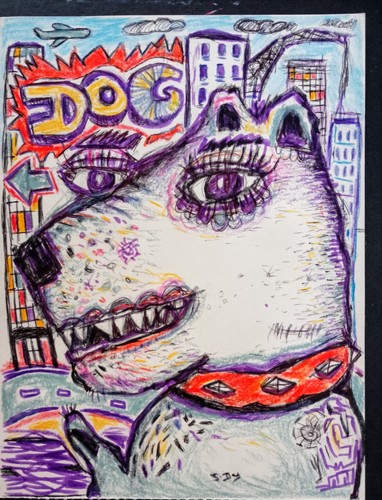 Tableau chien blanc mignon