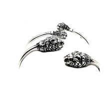 Handmade Sterling Silver 925 Ancien Greek Nemean Lion Head Cuff Bracelet