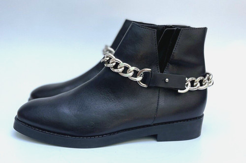 Zara cuir noir talon bottines - noir,