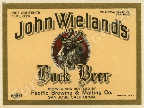 John wieland bock beer label - wieland's,