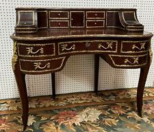 Antique French Louis XV Style Bureau Plat Mahogany Desk Bronze Ormolu Circa 1860