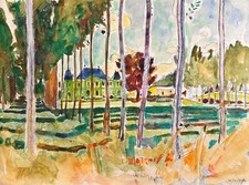 Ancien Dessin  paysage vue du
