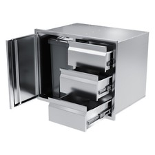 Outdoor Kitchen Drawer Combo BBQ Access Door Drawers with Trash Storage Cabinet