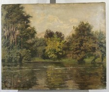 French school landscape 60 x 73 cm oil on canvas old school of Barbizon