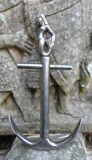 Marine anchor mermaid corkscrew silver or silver metal no punch 17cm