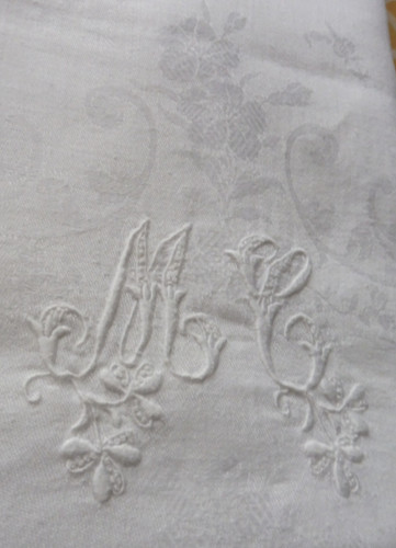 Nappe ancienne damassé lin - nappe,