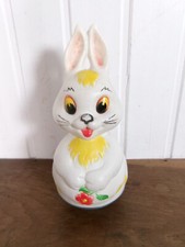 Vintage Jouet à Bascule culbuto lapin blanc 23 cm Made in France