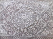 19th Century Linen Embroidered Fine Lace Placemat "Beanie Bottom"