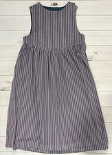 Vtg 90s Laura Ashley Blue Corduroy Pinafore Dress Sleeveless Womens 14 England