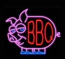 BBQ Barbecue Grill 24"x20" Neon Sign Lamp Real Glass Decor Display Beer Pub Wall