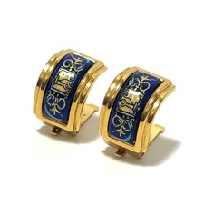 Boucles d'oreilles HERMES émaillé or bule clip accessoire bijoux...