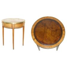 RESTORED ANTIQUE NAPOLEON III OCCASIONAL TABLE BROWN LEATHER TOP BUTLERS TRAYS