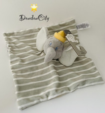 4463🌟Doudou Peluche Plat Mouchoir Dumbo Disney Baby Primark Gris Rayé