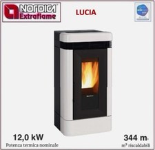 Extraflame Lucia Poêle Pellet Canalisé 12KW Âtre Fonte 1283201 Blanc