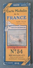 Antique Michelin road map N54 ROUEN-CHERBOURG 1926
