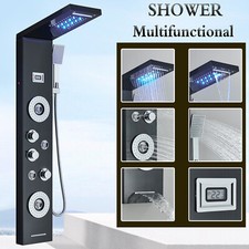 Colonne de Douche Hydromassante Panneau Acier Inox avec Ecran LCD de Température