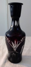 DOUBLE COLORLESS BOHEMIAN CRYSTAL CARAFE AND GARNET