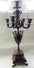 old large patinated bronze brass marble chandelier foot claws eagle lion head