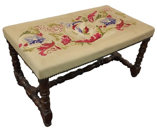 Ancien banc noyer tourné - banc, en