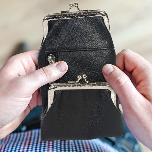 Cuir noir cigarette etui - cuir,