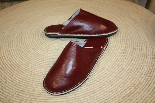 Babouches cuir rouge - cuir,