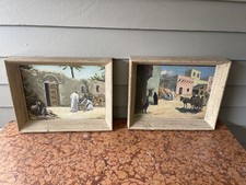 PAIR VINTAGE OIL PAINTING ORIENTALIST F ROSIER MIDDLE EASTERN MEDINA DONKEY MEN