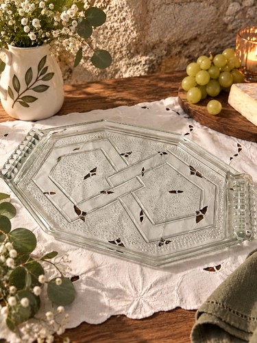 Plateau ancien verre - plateau, en