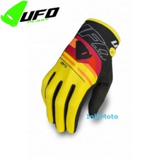 Gants Moto Ufo Joints Glovers Noir/Jaune Respirant Antidérapant Cross Enduro