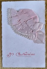 Carte ancienne Sainte-Catherine Rétro Vintage Avec Bonnet Brodé