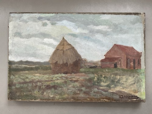 Meule foin huile sur toile - huile,