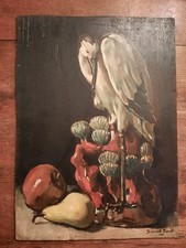 Tableau Huile Bois Portrait