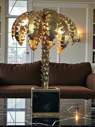 Lampe palmier metal doré - en,