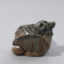 Vintage Puisaye La Borne Style Enameled Sandstone Bird Figurine France 20th Century