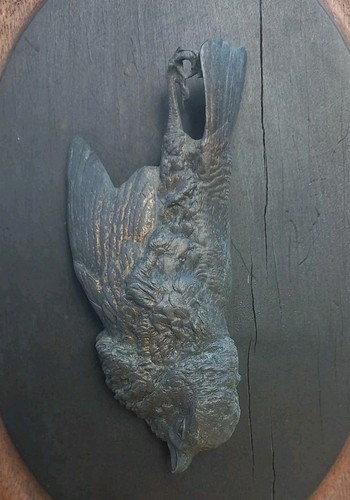 Sculpture bronze oiseau mort