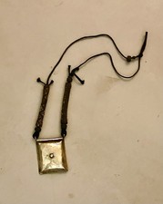 Très Beau Collier Talisman Touareg Ancien En Cuivre et Cuir
