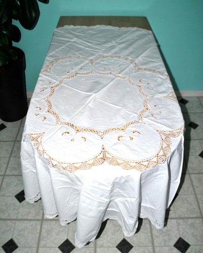 Nappe ronde vintage coton - nappe,