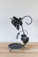Antique Wrought Iron Wine Service Stand with Leaf Decoration