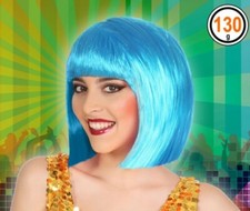 PERRUQUE carrée court BLEU CHARLESTON Déguisement Femme 1930 NEUF